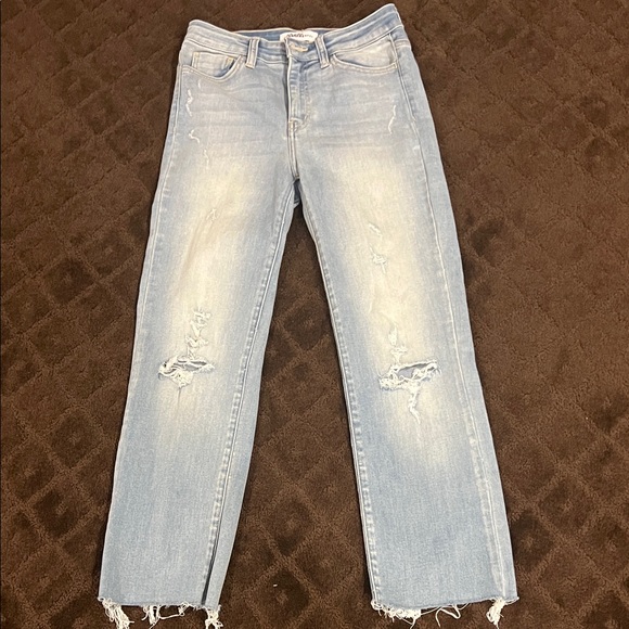 Flying Monkey Light Wash Distressed Cropped Jeans - Picture 1 of 9
